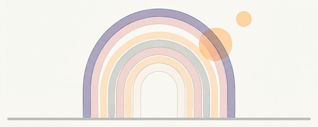 Des arches dessinees qui s'ouvrent sur une bande claire